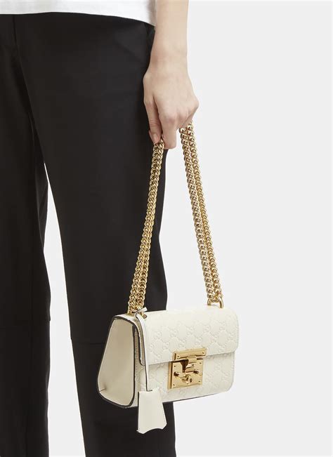 Gucci Leather Padlock Small Shoulder Bag In White Lyst