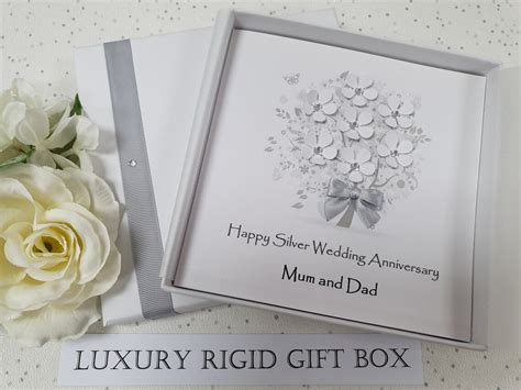 Luxury Silver 25th Wedding Anniversary Card Handmade Etsy