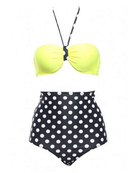 yellow polka dot bikini set sales shiyingxj