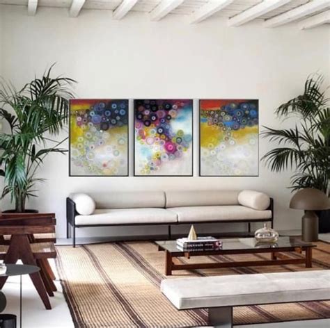 Colorful Triptych Abstract Wall Art Set Of 3 Abstract Triptych