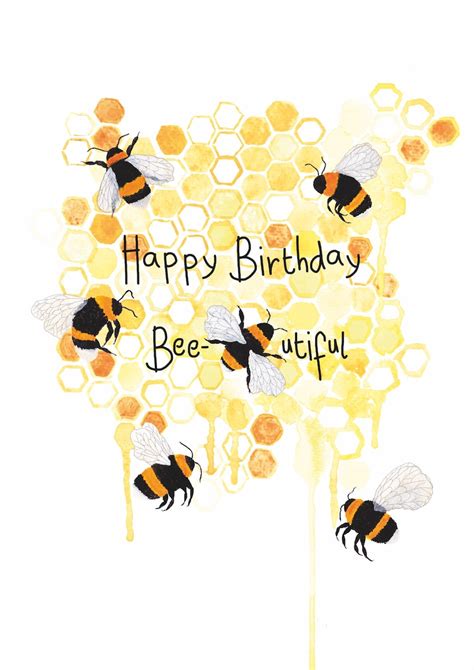 Happy Birthday Bee Utiful Birthday Bee Card Bumble Bee Etsy