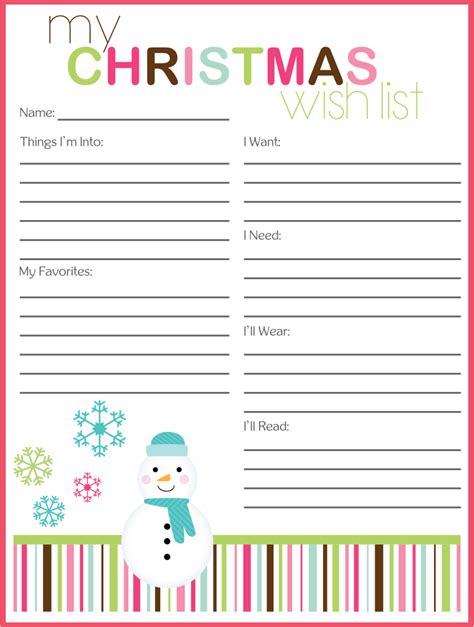 15 Best Free Printable Christmas Wish List Templates Pdf For Free At