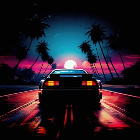 2048x2048 Delorean And Outrun Sunset Ipad Air Hd 4k Wallpapers Images
