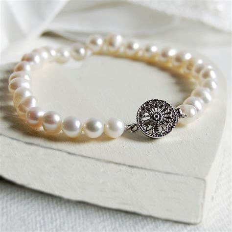 Pearl Bracelet With Round Vintage Style Clasp By The Carriage Trade
