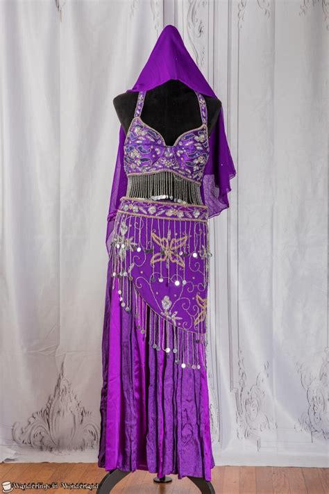 purple belly dancer costume large harem halter beaded… gem