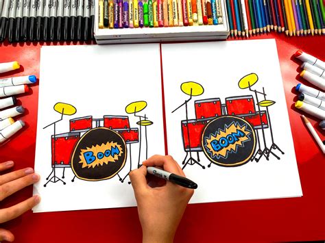 How To Draw A Drum Set Art For Kids Hub