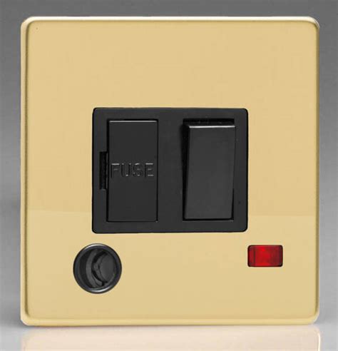 13a Switched Fused Spur Neon Flex Outlet Screwless Brass Black