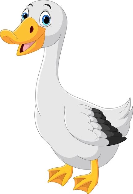 Premium Vector Cartoon Cute Goose On White Background