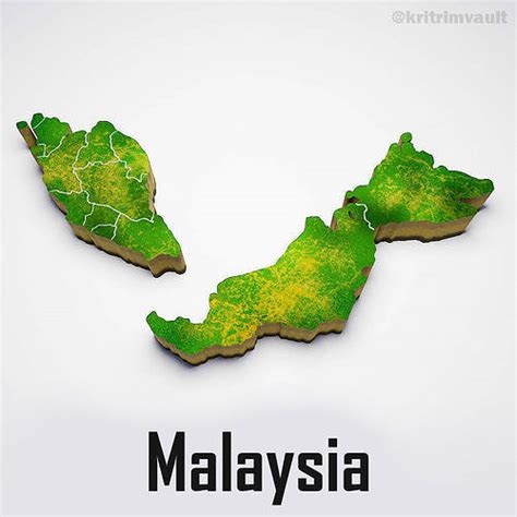 Malaysia Country Map 3d Model 3d Model Cgtrader