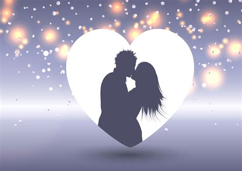 silhouette of a kissing couple in a heart 273729 vector art at vecteezy