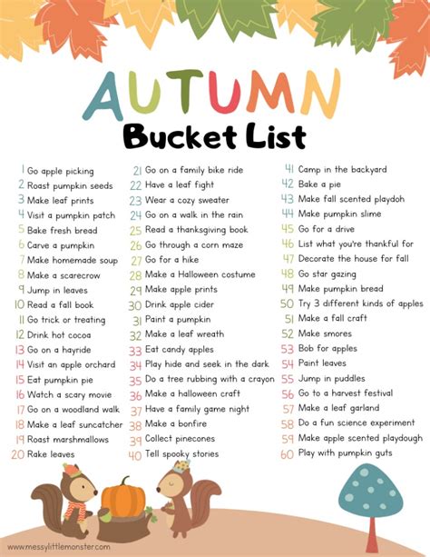 Autumn Bucket List Messy Little Monster