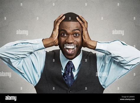 Closeup Portrait Happy Young Man Wide Open Mouth Looking Shocked