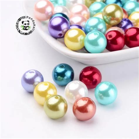 50pcs 12mm Mixed Color Abs Imitation Pearl Acrylic Round Beads For Jewelry Making Hole 2mm In