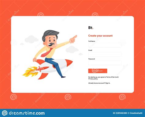 Create Your Account Sign Up Page Template Stock Vector Illustration