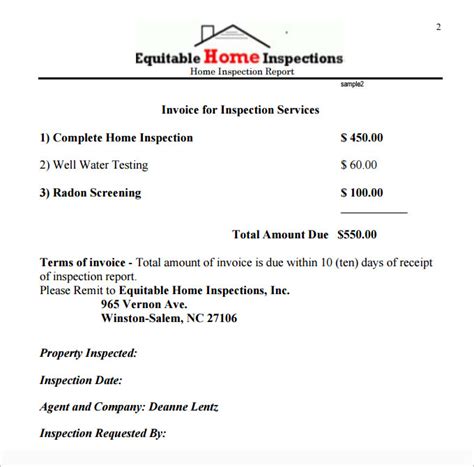 Home Inspection Report Template Free Templates Example