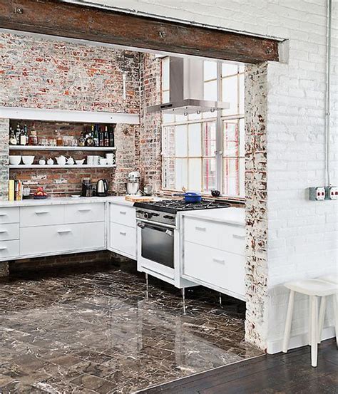 Marble Floors With Distressed Brick Kitchen Interior Kitchen