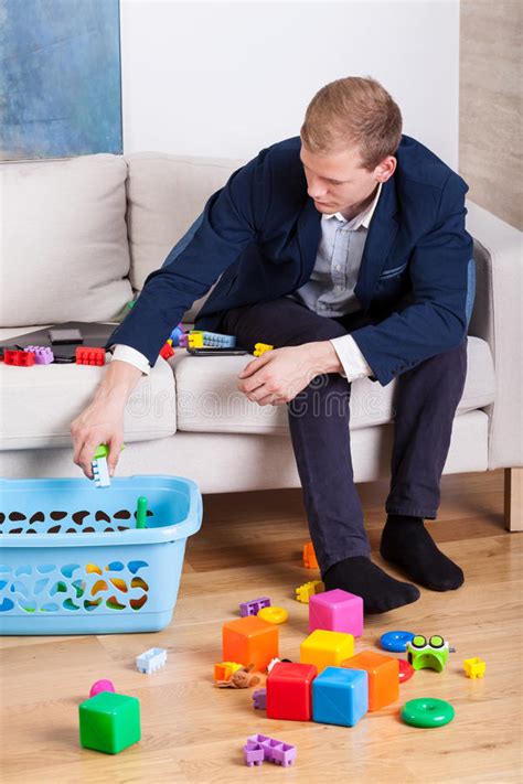 Father Cleaning After Child Stock Image Image Of Exhausted Multi