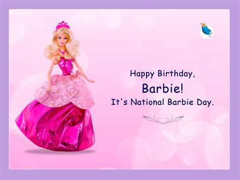 A Barbie Birthday Card With The Words Happy Birthday Barbie Its National Barbie Day