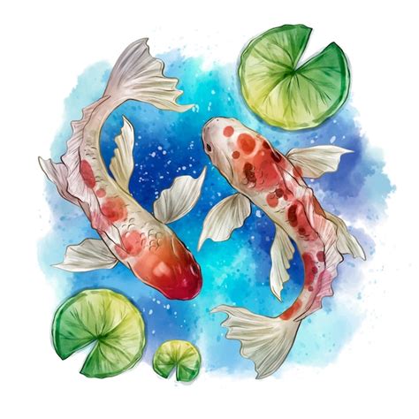 Premium Vector Watercolor Koi Fish Illustration