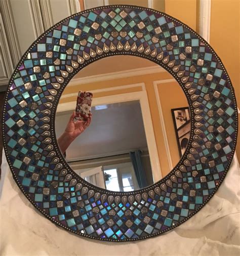 Blue Mosaic Mirror Round Mirore