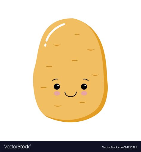 Cute Happy Smiling Funny Potato Flat Cartoon Vector Image