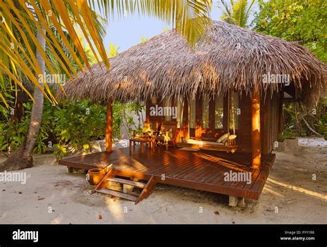 Beach Bungalow Maldives Stock Photo Alamy