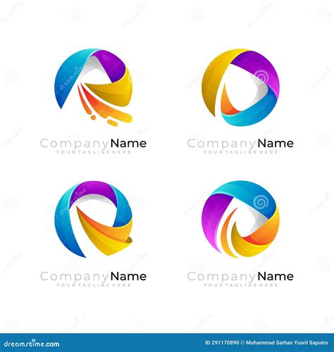 Abstract Circle Logo With Modern Design Template Set Logos Stock