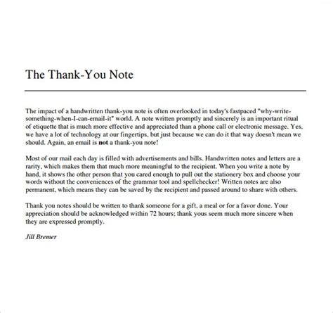 Free 6 Sample Thank You Note To Boss In Pdf Ms Word