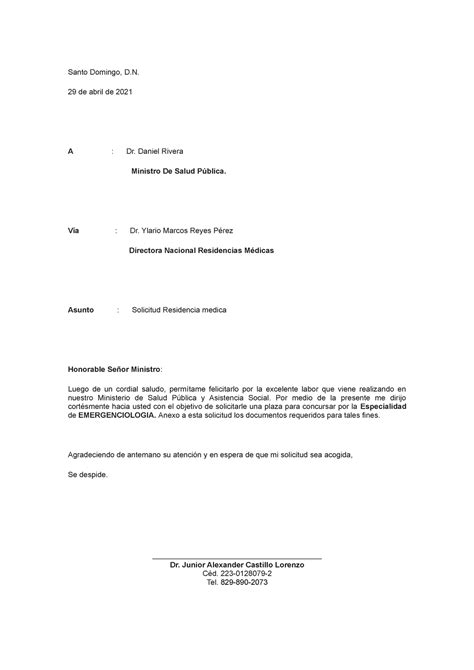 Carta A La Ministro Apuntes Santo Domingo D 29 De Abril De 2021 A