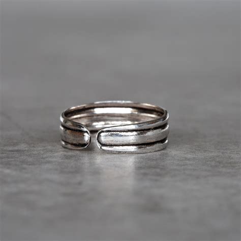 Minimal Layered Toe Ring Sterling Silver Toe Ring Adjustable Etsy