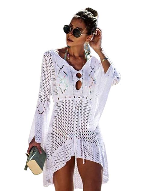 Sexy Dance Woman Cover Up For Beach Summer Knit Hollow Out Swimwear