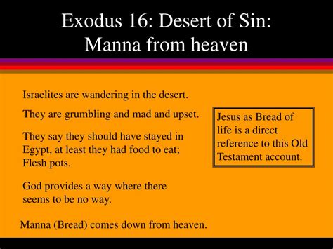 Ppt Exodus 16 Desert Of Sin Manna From Heaven Powerpoint