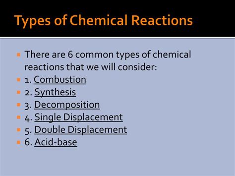 H2 + cl2 2hcl synthesis ca + 2h2o ca(oh)2 + h2 single displacement practice 2co + o2 2co2 synthesis 2kclo3 2kcl + 3o2 decomposition practice ch3sh + 3o2 co2 + 2h2o + so2 combustion zn + 2hcl zncl2 + h2 single replacement predicting the outcomes of chemical reactions predicting single. PPT - 3.1 - Introduction to Chemical Reactions PowerPoint ...