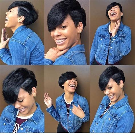 Cute Black Undercut Pixie With Side Swept Bangs The