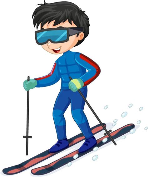 Cartoon Character Of A Boy Riding Ski On White Background 2160453