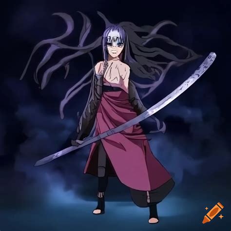Illustration Of A Powerful Swordswoman In Naruto Anime Style
