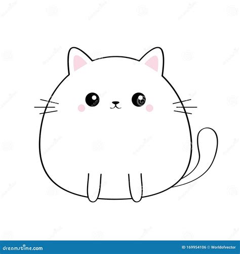 Cat Kitty Face Head Body Kawaii Animal Cute Cartoon Kitten Character