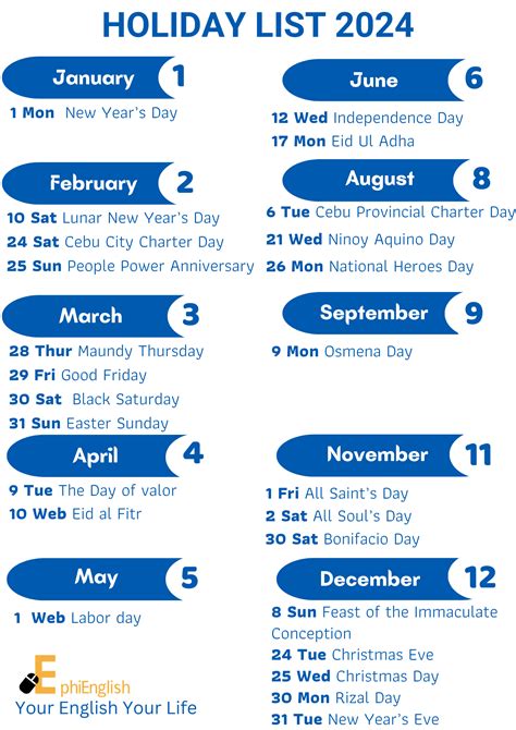Lịch Nghỉ Lễ Philippines Và Việt Nam Năm 2024