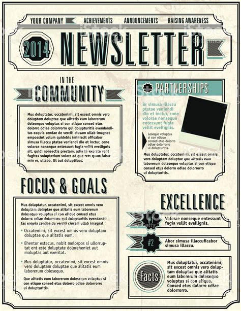 Vector Illustration Of A Company Newsletter Design Template Includes
