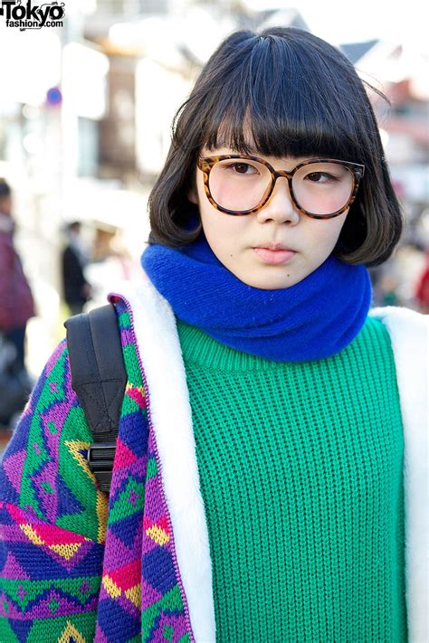 Harajuku Girl In Glasses Colorful Fashion And Neon Zebra Creepers Tokyo Fashion