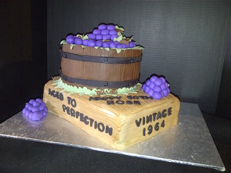 Wine And Grapes Themed Birthday Cake