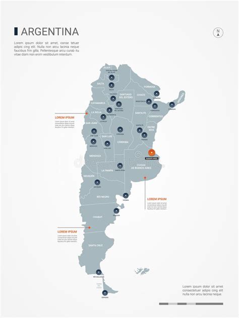 Mapa De La Argentina Con Divisiones Administrativas Ilustración Del Vector Ilustración De