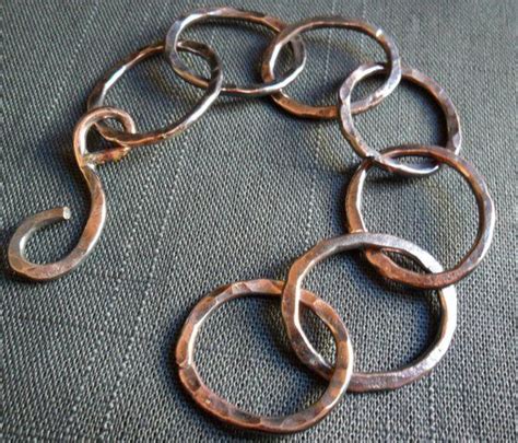 Listing Copper Link Bracelet Copper Circles Hammered Bracelet Etsy