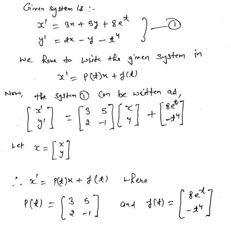 [solved] write the given system in the form x p t x f t x 3x course hero