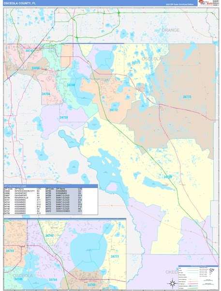 Osceola County Fl Wall Map Color Cast Style By Marketmaps Mapsales