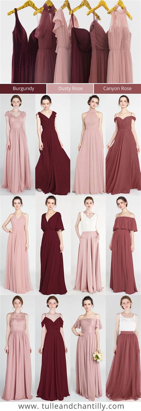 Burgundy Dusty Rose And Canyon Rose Bridesmaid Dress Inspiration 2019