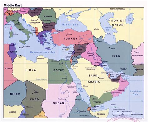 Large Detailed Political Map Of The Middle East With Capitals And Major