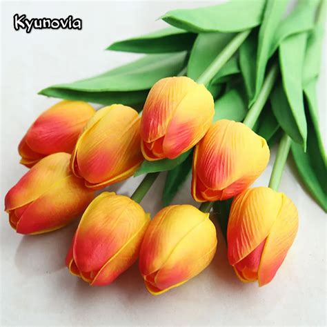kyunovia tulip flower branch artificial pu tulips for home decoration