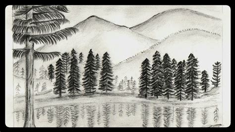 Drawing a scenery of sunset step by step. How to draw a Misty Mountain Scenery by Pencil Sketch ...