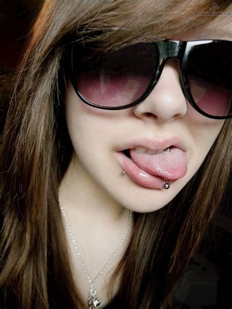 Cute Girl With Tongue Piercing And Lower Lip Piercing Lip Piercing
